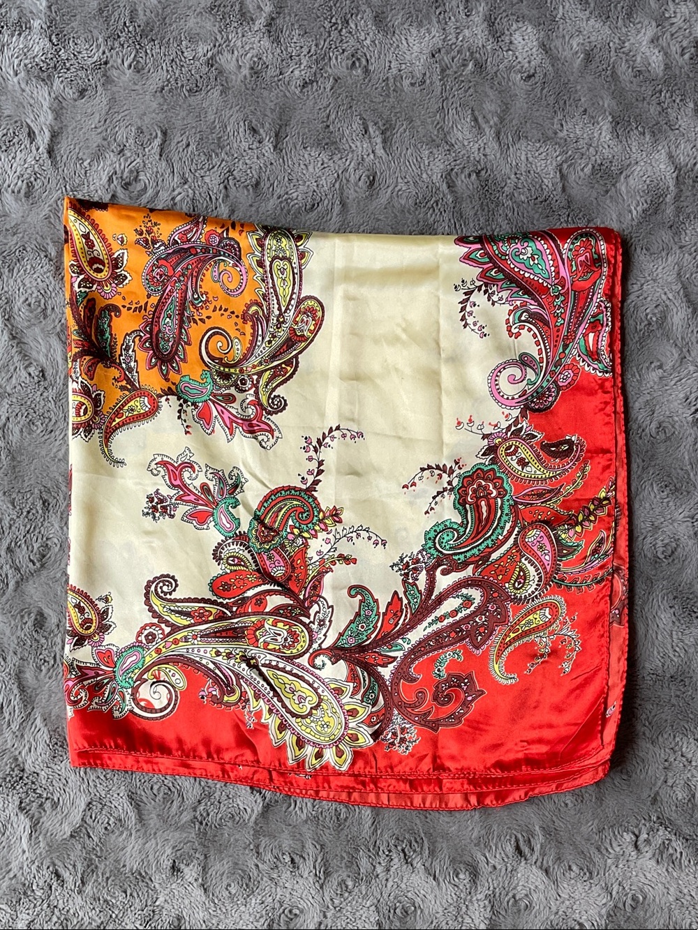 Red & Cream Paisley Silk Scarf